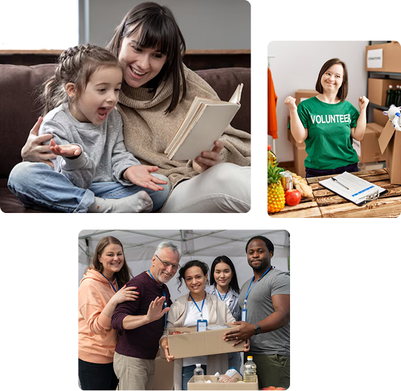 Volunteer organizing donations